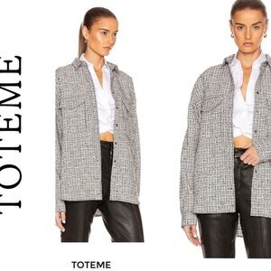 ✨ Totême linen Blend boucle tweed Jacket shirt in Black/white Size XS ✨